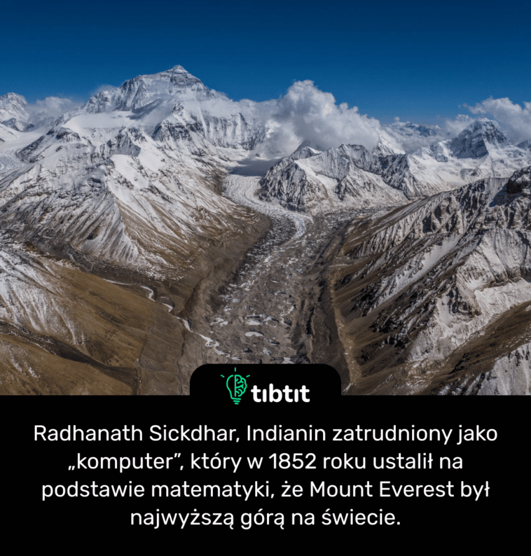 Radhanath Sickdhar, Indianin zatrudniony jako „komputer”, który w 1852 roku ustalił na podstawie matematyki, że Mount Everest był najwyższą górą na świecie.