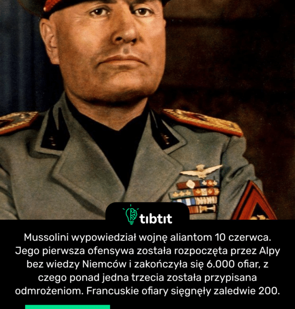 Mussolini declaró la guerra a los aliados el 10 de junio.