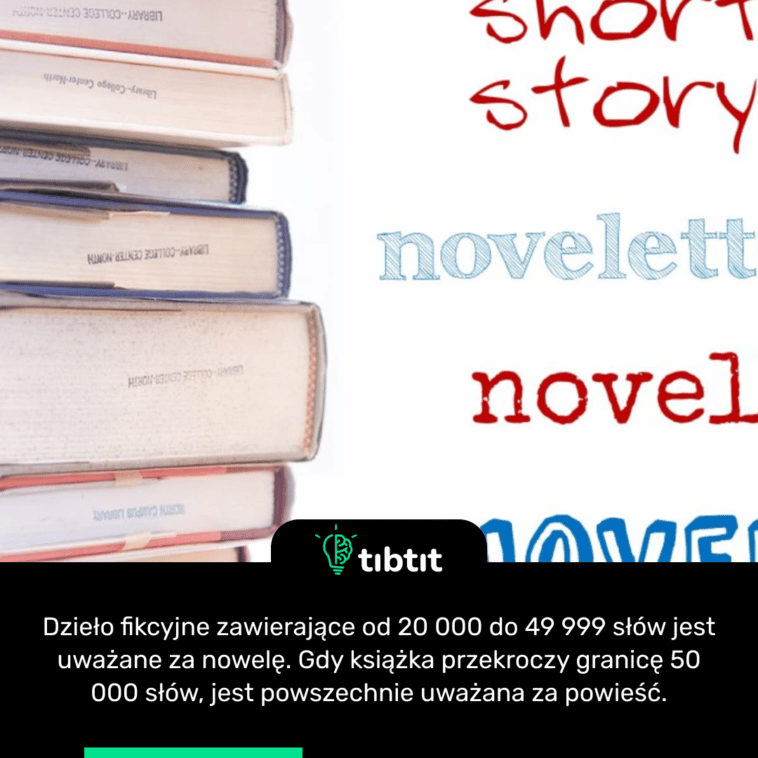 Dzieło fikcyjne zawierające od 20 000 do 49 999 słów jest uważane za nowelę. Gdy książka przekroczy granicę 50 000 słów, jest powszechnie uważana za powieść.