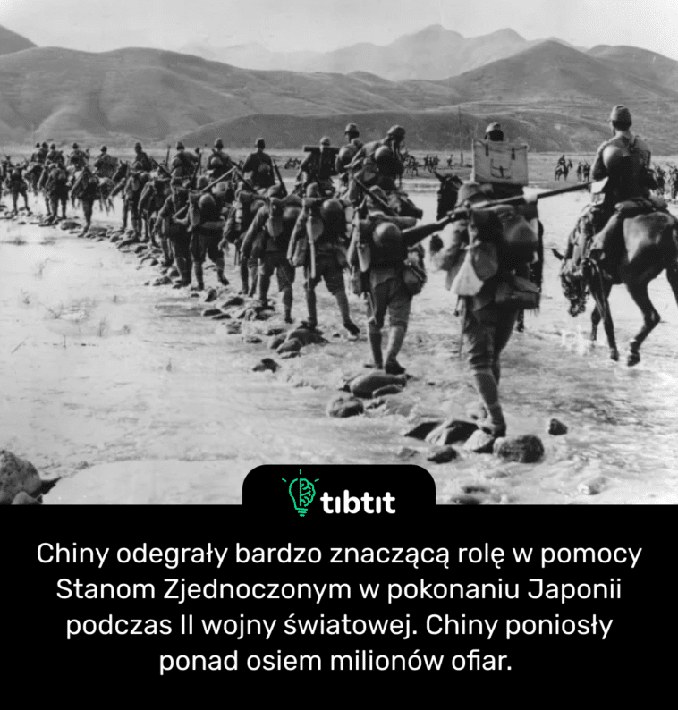 Chiny odegrały bardzo znaczącą rolę w pomocy Stanom Zjednoczonym w pokonaniu Japonii podczas II wojny światowej. Chiny poniosły ponad osiem milionów ofiar.