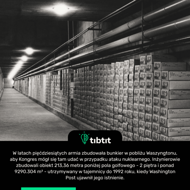 W latach pięćdziesiątych armia zbudowała bunkier w pobliżu Waszyngtonu, aby Kongres mógł się tam udać w przypadku ataku nuklearnego. Inżynierowie zbudowali obiekt 213,36 metra poniżej pola golfowego - 2 piętra i ponad 9290.304 m² - utrzymywany w tajemnicy do 1992 roku, kiedy Washington Post ujawnił jego istnienie.