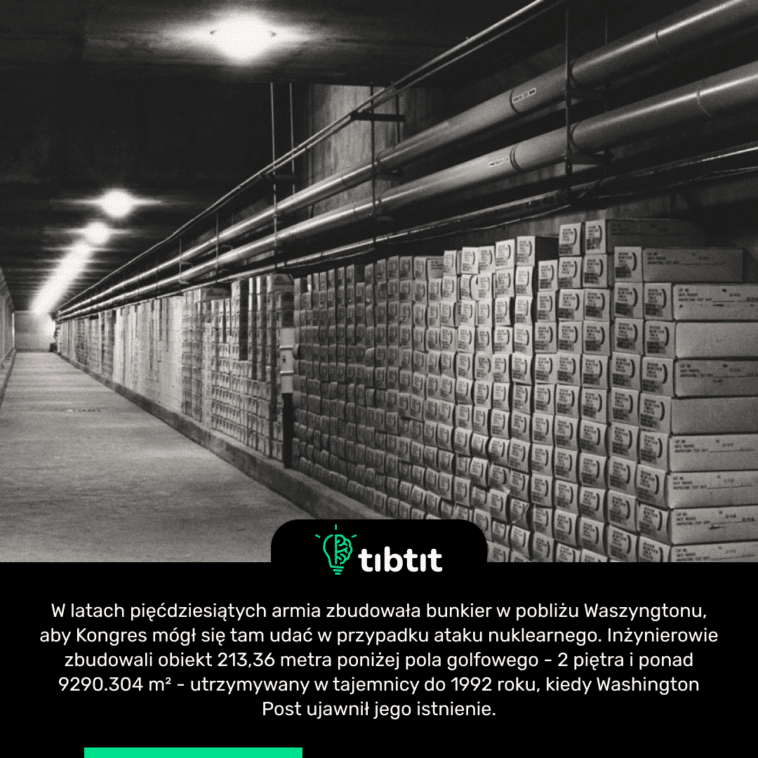 W latach pięćdziesiątych armia zbudowała bunkier w pobliżu Waszyngtonu, aby Kongres mógł się tam udać w przypadku ataku nuklearnego. Inżynierowie zbudowali obiekt 213,36 metra poniżej pola golfowego - 2 piętra i ponad 9290.304 m² - utrzymywany w tajemnicy do 1992 roku, kiedy Washington Post ujawnił jego istnienie.