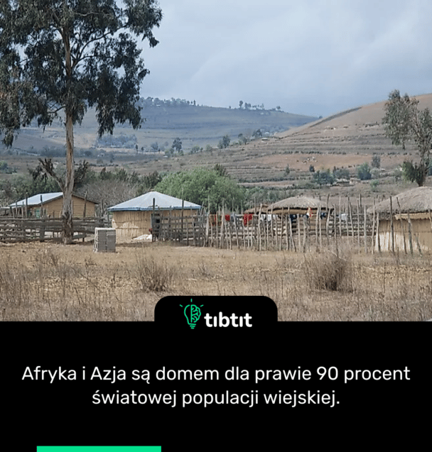 Afryka i Azja są domem dla prawie 90 procent światowej populacji wiejskiej.