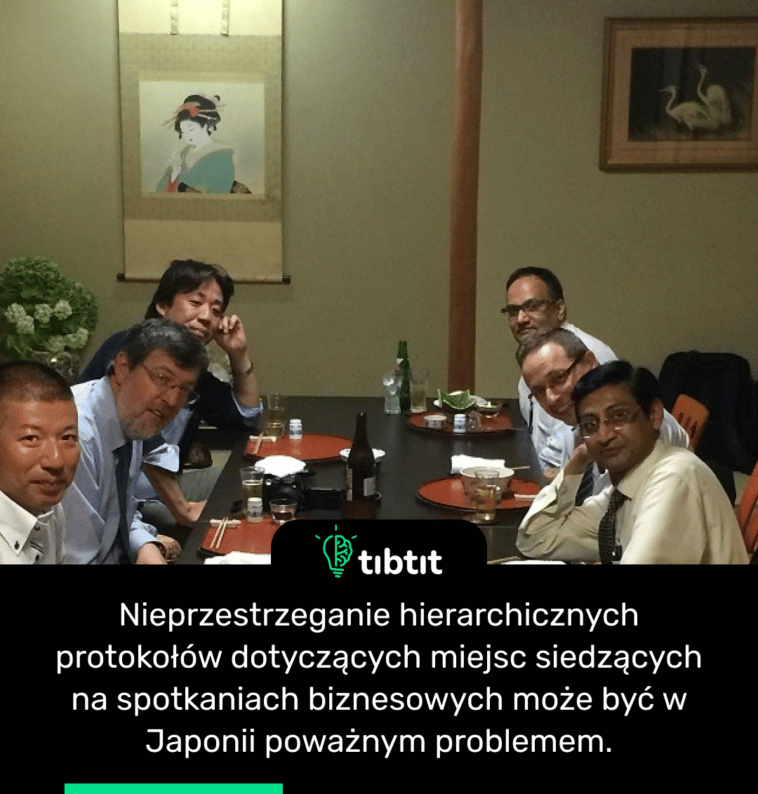 Nieprzestrzeganie hierarchicznych protokołów dotyczących miejsc siedzących na spotkaniach biznesowych może być w Japonii poważnym problemem.