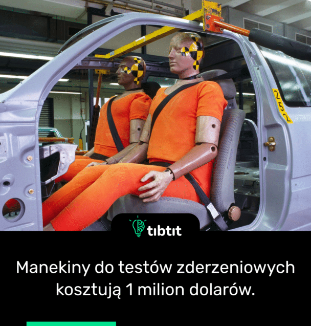 Manekiny do testów zderzeniowych kosztują 1 milion dolarów.