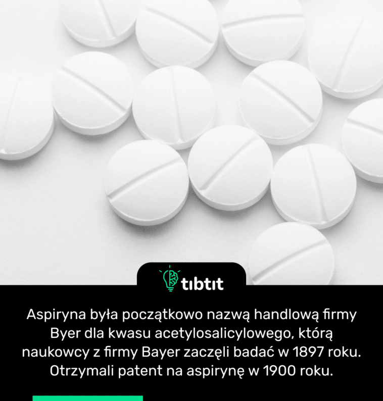 Aspiryna była początkowo nazwą handlową firmy Byer dla kwasu acetylosalicylowego, którą naukowcy z firmy Bayer zaczęli badać w 1897 roku. Otrzymali patent na aspirynę w 1900 roku.