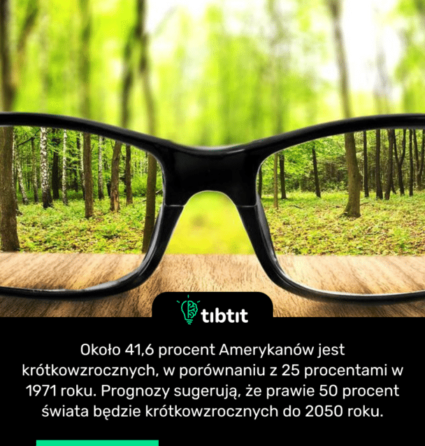 Około 41,6 procent Amerykanów jest krótkowzrocznych, w porównaniu z 25 procentami w 1971 roku. Prognozy sugerują, że prawie 50 procent świata będzie krótkowzrocznych do 2050 roku.