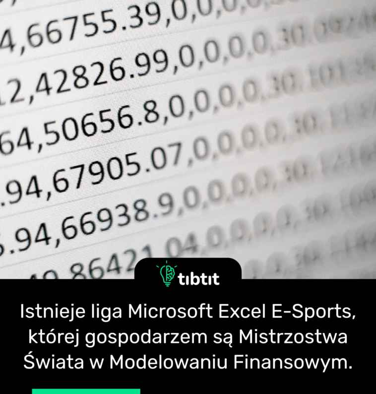 Istnieje liga Microsoft Excel E-Sports, której gospodarzem są Mistrzostwa Świata w Modelowaniu Finansowym.