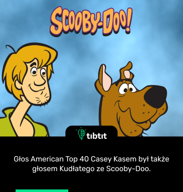 Głos American Top 40 Casey Kasem był także głosem Kudłatego ze Scooby-Doo.