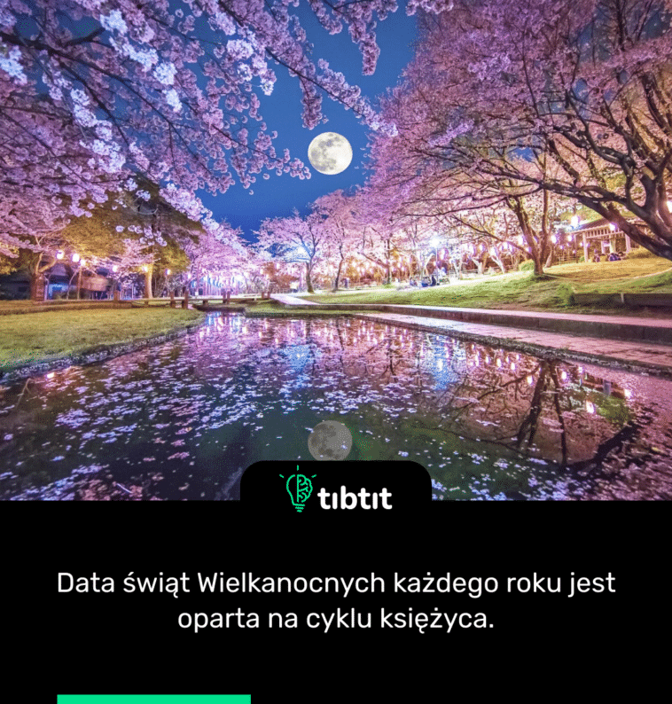 Data świąt Wielkanocnych każdego roku jest oparta na cyklu księżyca.