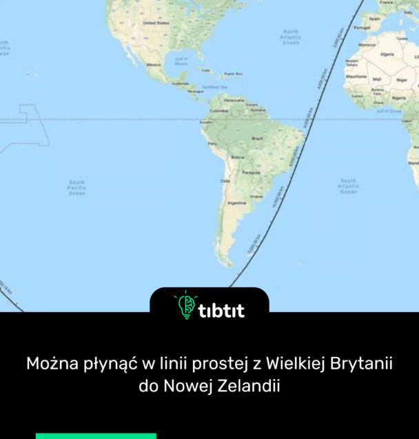 Można płynąć w linii prostej z Wielkiej Brytanii do Nowej Zelandii