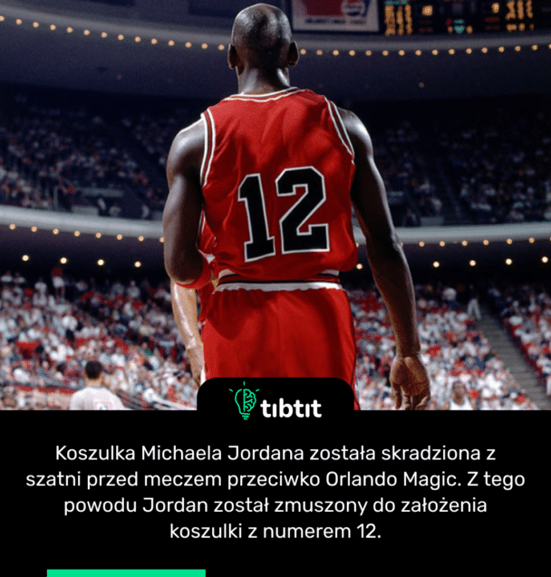 Koszulka Michaela Jordana została skradziona z szatni przed meczem przeciwko Orlando Magic. Z tego powodu Jordan został zmuszony do założenia koszulki z numerem 12.