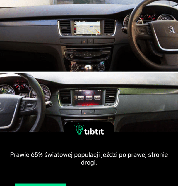 Prawie 65% światowej populacji jeździ po prawej stronie drogi.