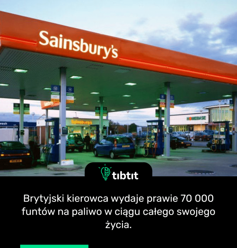 Brytyjski kierowca wydaje prawie 70 000 funtów na paliwo w ciągu całego swojego życia.