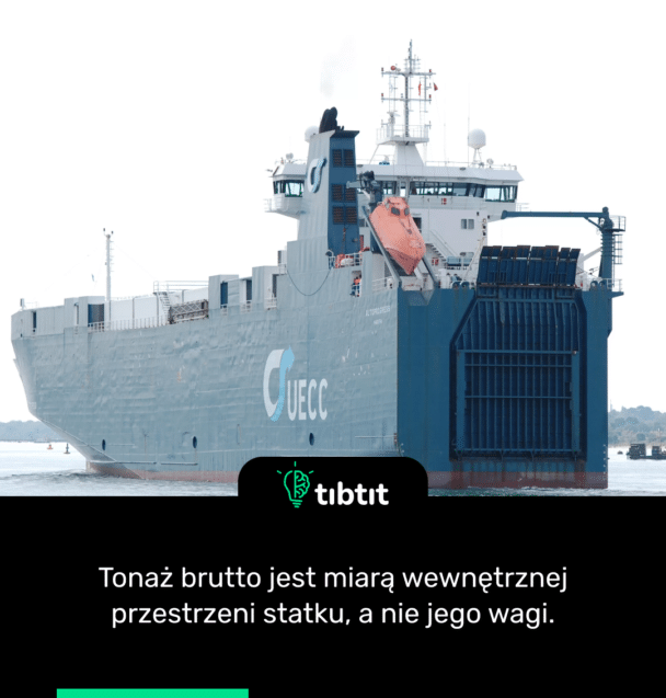Tonaż brutto jest miarą wewnętrznej przestrzeni statku, a nie jego wagi.