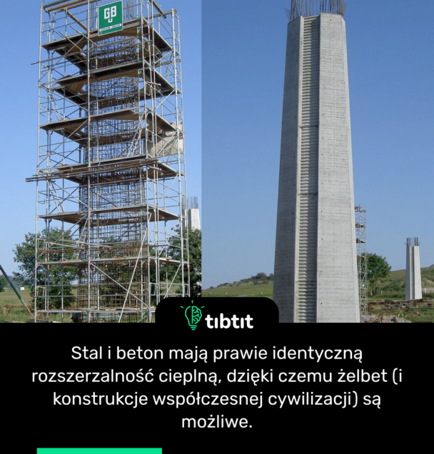 Stal i beton mają prawie identyczną rozszerzalność cieplną, dzięki czemu żelbet (i konstrukcje współczesnej cywilizacji) są możliwe.