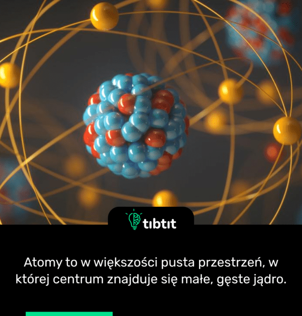 Atomy to w większości pusta przestrzeń, w której centrum znajduje się małe, gęste jądro.