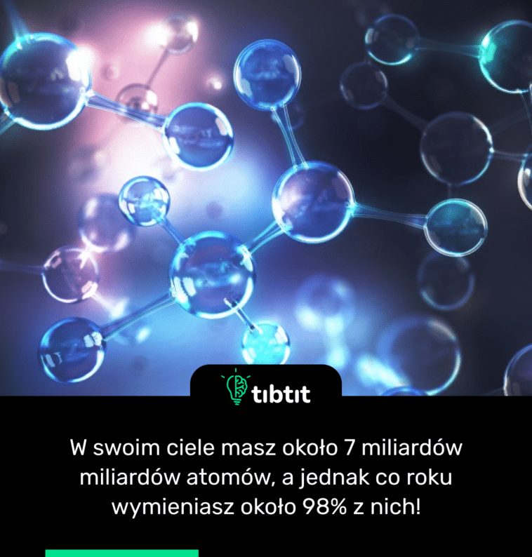 W swoim ciele masz około 7 miliardów miliardów atomów, a jednak co roku wymieniasz około 98% z nich!