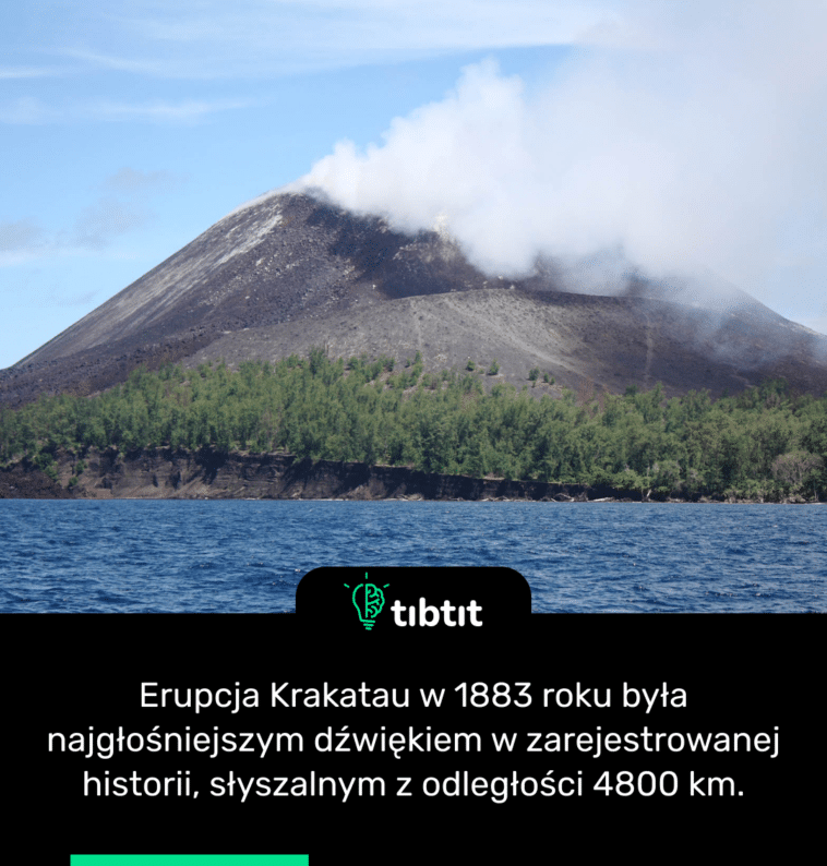 Erupcja Krakatau w 1883 roku była najgłośniejszym dźwiękiem w zarejestrowanej historii, słyszalnym z odległości 4800 km.