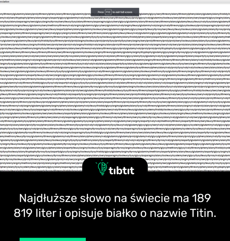 Najdłuższe słowo na świecie ma 189 819 liter i opisuje białko o nazwie Titin.