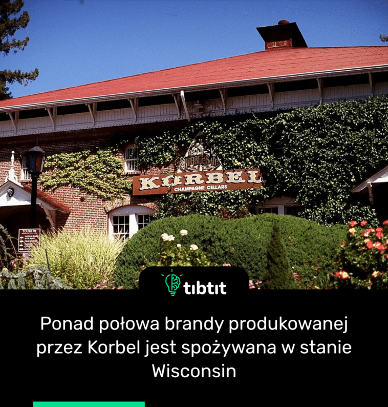 Ponad połowa brandy produkowanej przez Korbel jest spożywana w stanie Wisconsin