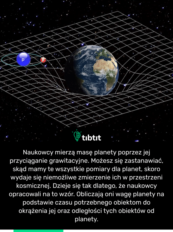 Naukowcy mierzą masę planety poprzez jej przyciąganie grawitacyjne. Możesz się zastanawiać, skąd mamy te wszystkie pomiary dla planet, skoro wydaje się niemożliwe zmierzenie ich w przestrzeni kosmicznej. Dzieje się tak dlatego, że naukowcy opracowali na to wzór. Obliczają oni wagę planety na podstawie czasu potrzebnego obiektom do okrążenia jej oraz odległości tych obiektów od planety.
