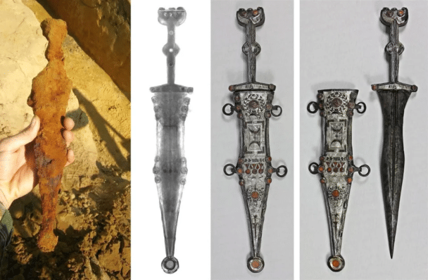 Sztylet rzymskiego legionisty, przed i po renowacji
