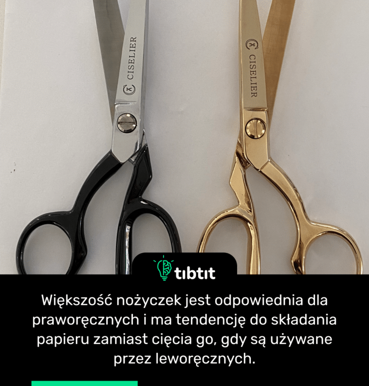 Większość nożyczek jest odpowiednia dla praworęcznych i ma tendencję do składania papieru zamiast cięcia go, gdy są używane przez leworęcznych.