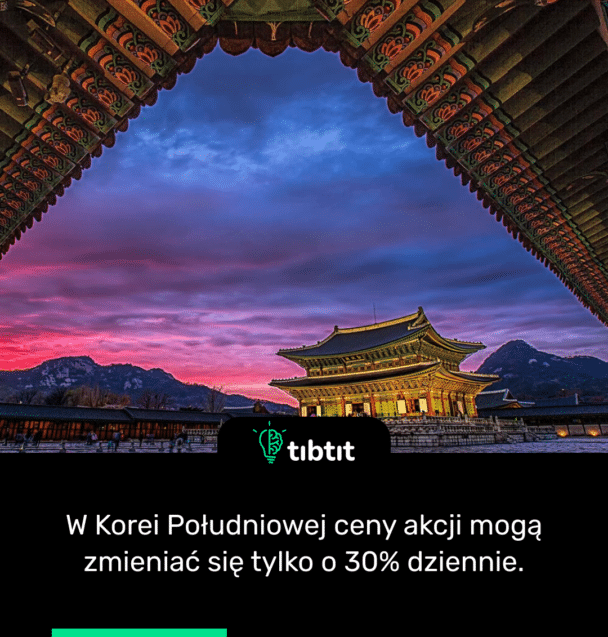 W Korei Południowej ceny akcji mogą zmieniać się tylko o 30% dziennie.