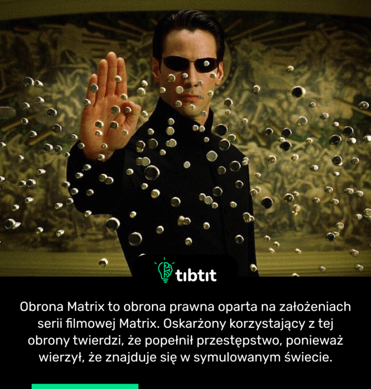 Obrona Matrix to obrona prawna oparta na założeniach serii filmowej Matrix. Oskarżony korzystający z tej obrony twierdzi, że popełnił przestępstwo, ponieważ wierzył, że znajduje się w symulowanym świecie.