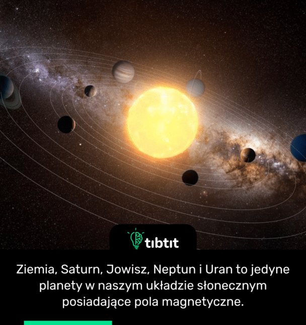 Ziemia, Saturn, Jowisz, Neptun i Uran to jedyne planety w naszym układzie słonecznym posiadające pola magnetyczne.
