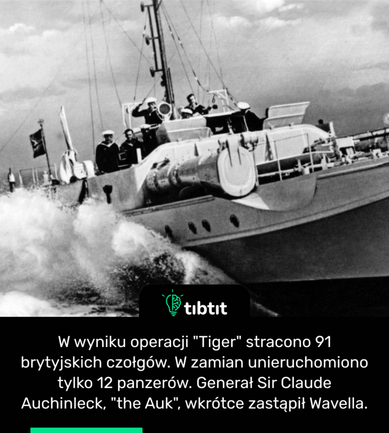 W wyniku operacji "Tiger" stracono 91 brytyjskich czołgów. W zamian unieruchomiono tylko 12 panzerów. Generał Sir Claude Auchinleck, "the Auk", wkrótce zastąpił Wavella.